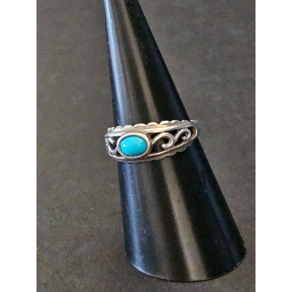 C. Sydney Smith Vintage Sterling Silver Turquoise Ring Size 6.5